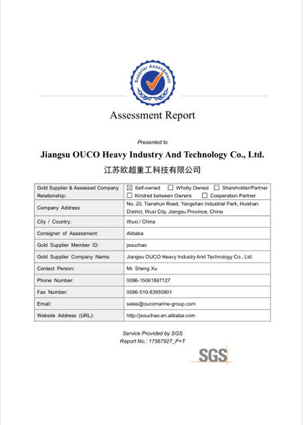 China Jiangsu OUCO Heavy Industry and Technology Co.,Ltd certificaciones